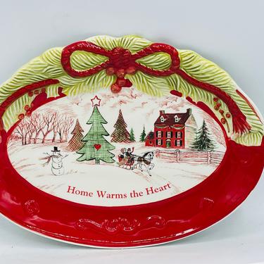 Vintage Fitz and Floyd Home Warms the Heart Holiday Sentiment Tray 10”x 7 1/4” 