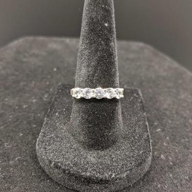 Sterling Silver Cz Size 8 Ring W/ 5 Stones