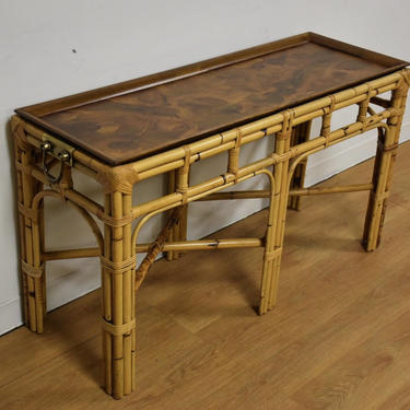 Burl and Bamboo Console Table 