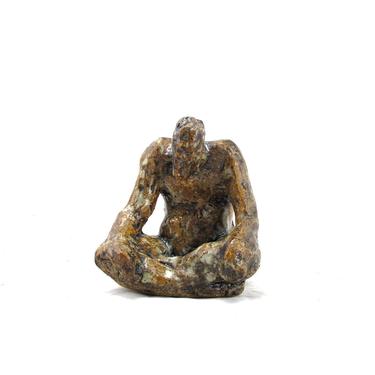 Original Stoneware Figural Art of Seated Figure Signed DMS - Ceramics - Sculpture - Figural Art - Silhouette - Human Figure - Outsider Art 