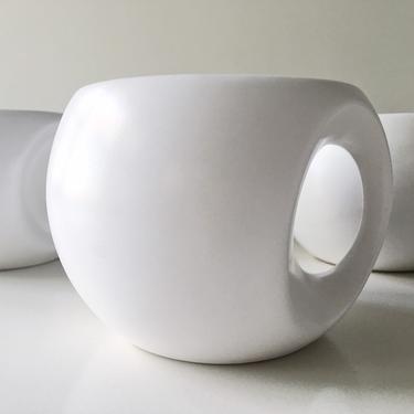 Two Sculptural Coffee cups Graphic Sculpture Mid Century Designer Pair 