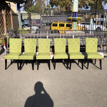 Set of 6 Green Fabric Chairs