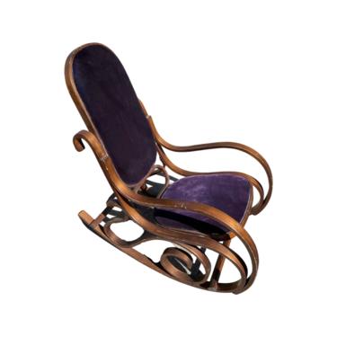 Antique Bentwood Purple Velvet Rocking Chair