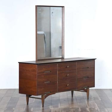 Mid Century Modern Long Dresser W Vanity Mirror