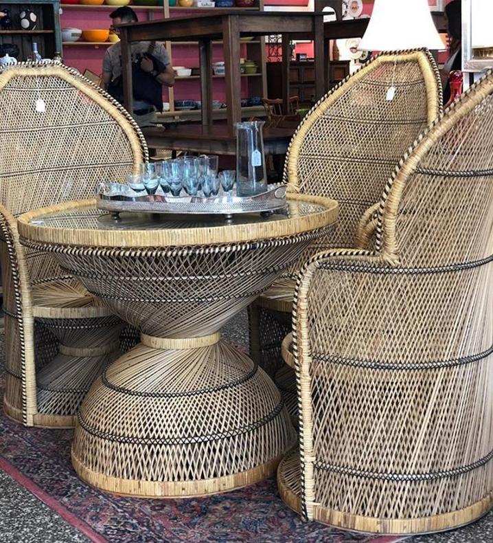                   Fabulous Rattan table with glass and chairs (sold separately). Table $195 Chairs