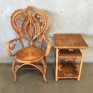Two Piece Rattan Chair and Table Set