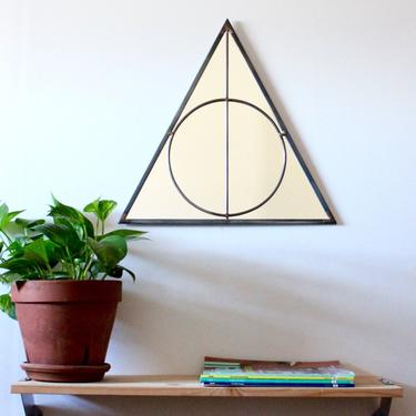 Triangle Circle Wall Mirror Geometric / Large Handmade Wall Mirror Pyramid by fluxglass