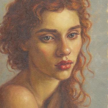 Original Portrait Painting by Pat Kelley. Oil on Canvas. Redhead, Vintage look, Fashion Art, Beautiful Woman, Contemporary Realism, Fine Art 