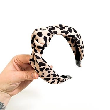 Black Beige Leopard Top Knot Headband  - / Cream / Animal Print / Cheetah   / Trend Hair  Woman 