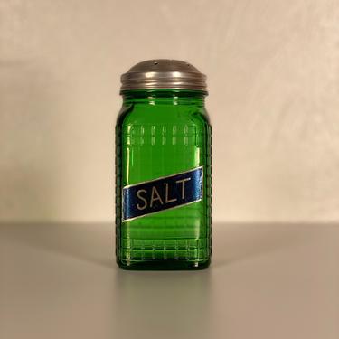 Vintage Owens Illinois Green Glass Salt Shaker 