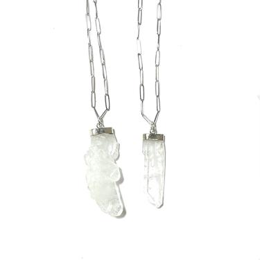 RAW QUARTZ CRYSTAL PAPERCLIP CHAIN NECKLACE