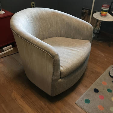 Milo Baughman Vintage Thayer Coggin Barrel Swivel Chair Mid-Century White Veneer 