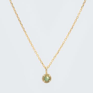 Green Sapphire Milgrain Necklace