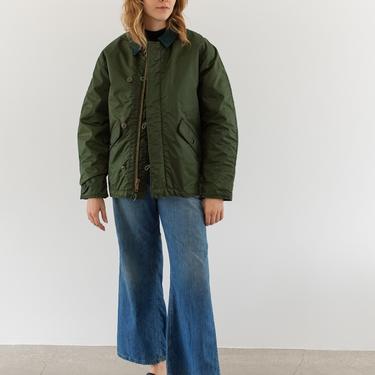 Vintage Green Zipper Impermeable Extreme Cold Weather Jacket | Corduroy Loop Collar | M | 