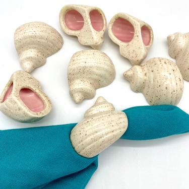 Coastal Chic Ceramic Seashell Napkin Holders/Rings 