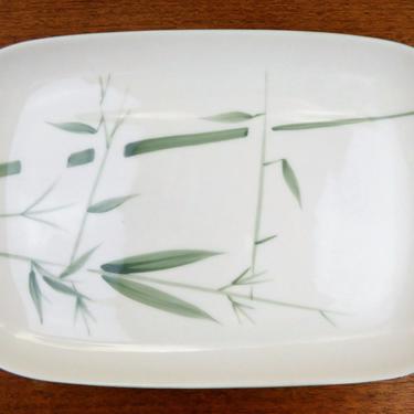 Vintage Winfield Rectangular Serving Platter | Bamboo | Green Bamboo on White | Santa Monica CA USA | 1947 