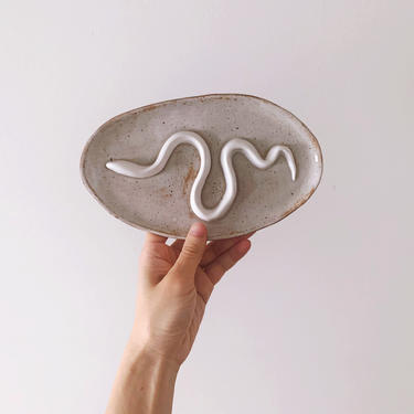 Ceramic Snake Plate // speckle stoneware tray 