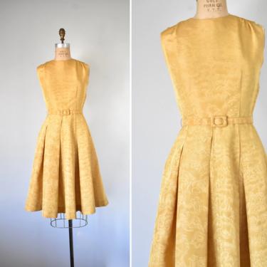 Shelly 50s 60s gold taffeta dress, vintage dresses for women, swing dress, 1960s dress, 1950s dress 