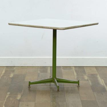 Mid Century Modern Green Pedestal Bistro Table