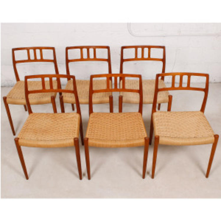 Set of 6 Danish Modern Teak Niels Moller #79 Dining Chairs