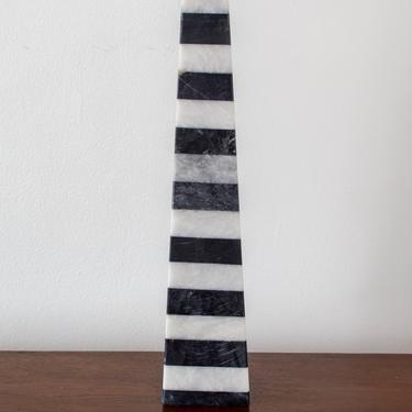 Striped Black and White Marble Obelisk 
