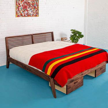Modern Walnut Platform Bed With Storage, The &amp;quot;Warwick&amp;quot; 