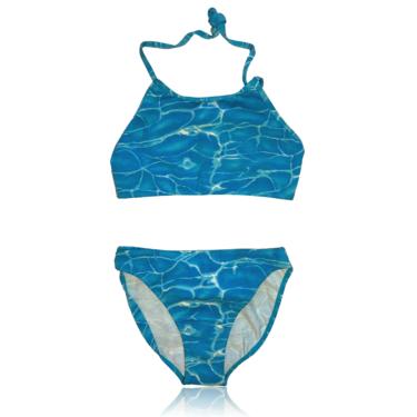 90s NWT Bright Blue Water Bikini Two Piece // High Waist Bottoms // Halter Top // Bermuda Beachwear // Deadstock Size 9/10 