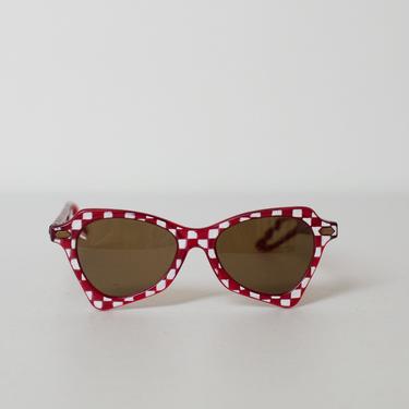 Vintage 1950s Sunglasses | 50s Eyewear Red Checker 