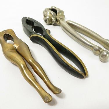 3 VTG NUTCRACKERS Brass Legs, MCM Bronze Modernist, Lion Head &amp; Paw; BARWARE Art