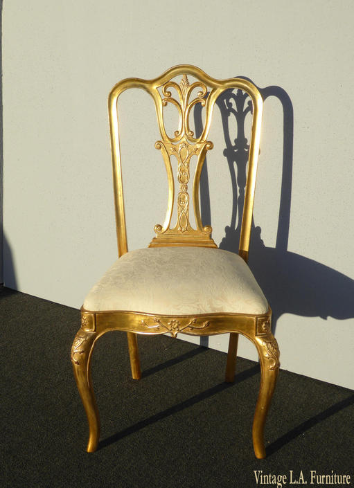 Vintage French Provincial Gold Gilt, Vintage Gold Vanity Chair