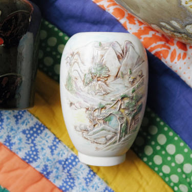 Landscape Ceramic Vase | Vintage Ceramic Vase | Textured Vase | Mountain Vase | Eclectic Vase 