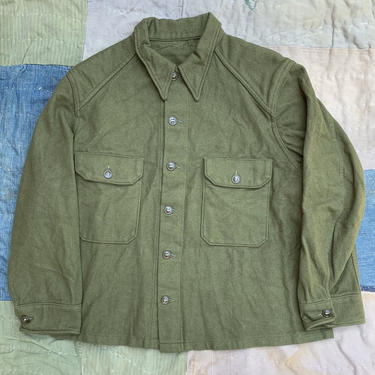 GNARLY 1950s Wool Overshirt Large XLarge US Army Korean War Vietnam USMC Field Shirt 