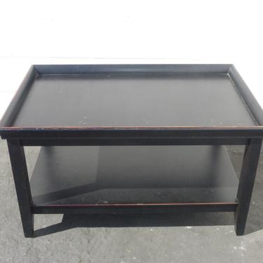 Distressed Black Asian Oriental Modern Tray Two Tier Coffee Table 
