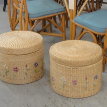 Pair of Island Chic Storage Basket Stools