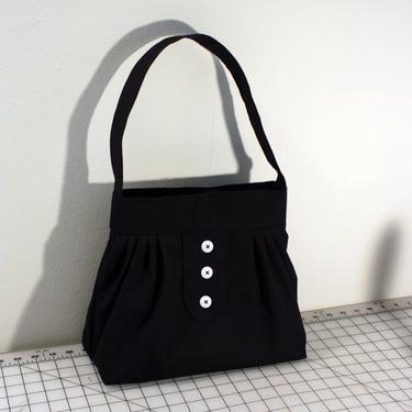 Everyday Bag with Pleats and Buttons in Black 