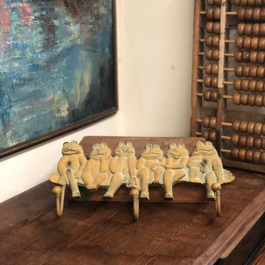Vintage Brass Style Frogs Home Decor Wall Decor mid century modern retro style deco frog animal entryway hooks 