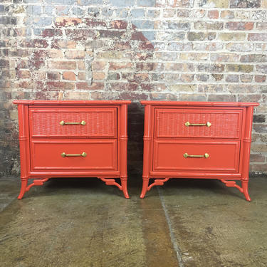 FREE SHIPPING Pair of Chinoiserie faux bamboo Stanley Furniture Nightstands 