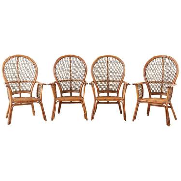 Set of Four Ficks Reed Rattan Peacock Lounge Chairs by ErinLaneEstate