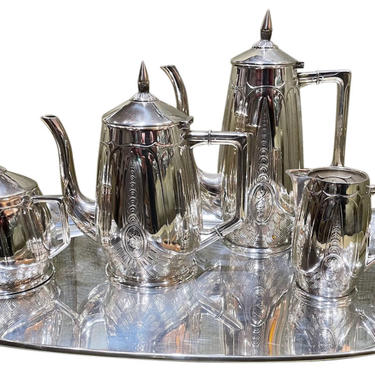 Jugendstil Art Deco Silver Tea and Coffee Set from Germany