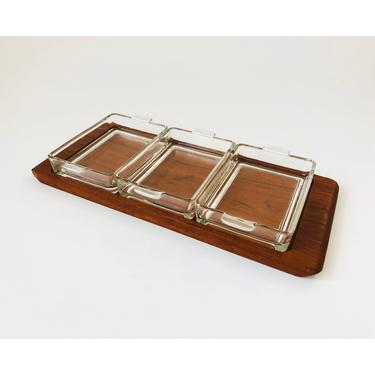 Mid Century Danish Teak and Glass Serving Tray by Laurids Lonborg 