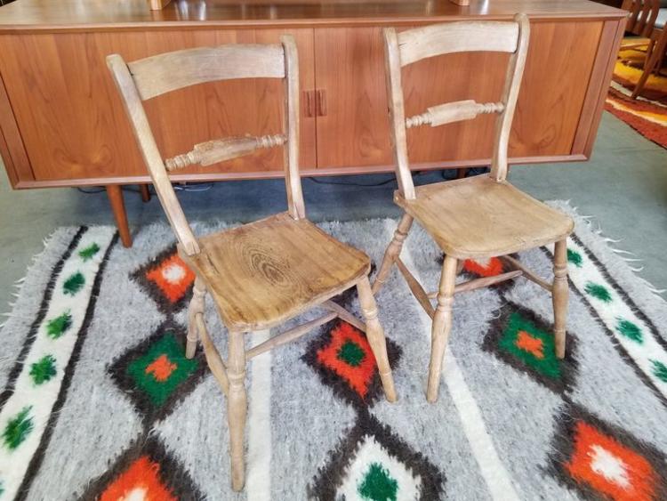 Antique primitive pine chairs