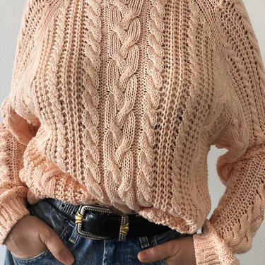 Vintage D. D. Sloane Coral Cable Knit Sweater 