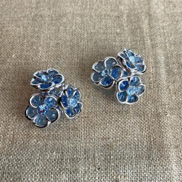Coro metal and plastic floral clip on earrings - 1960s vintage 