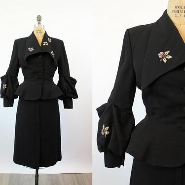 1950s Lilli Ann HUGE SLEEVES beaded jacket medium | new fall 