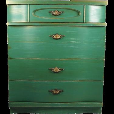 Vintage 1950s Painted Emerald Dresser