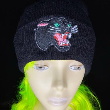 Black Panther Beanie, Black Beanie, Panther Tattoo Art, Panther Beanie, Tattoo Beanie, Punk, Goth, Gift For Her, Gift For Him, Handmade 