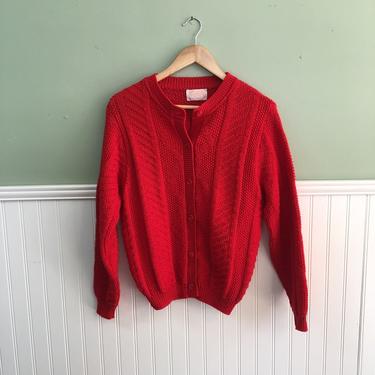 Pendleton red wool cardigan - 1970s vintage - size women's medium 