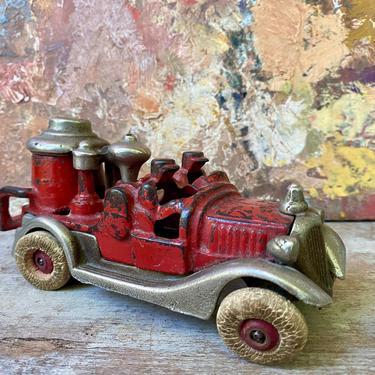 Antique Hubley Fire Truck Pumper, 1930's Toy Truck, Red Cast Iron, 2144B 