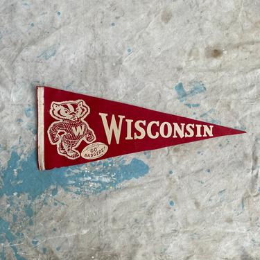 Vintage University of Wisconsin Felt Pennant Home Decor 