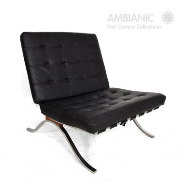 Mid-Century Modern Selig Barcelona Chair Chrome and Naugahyde 